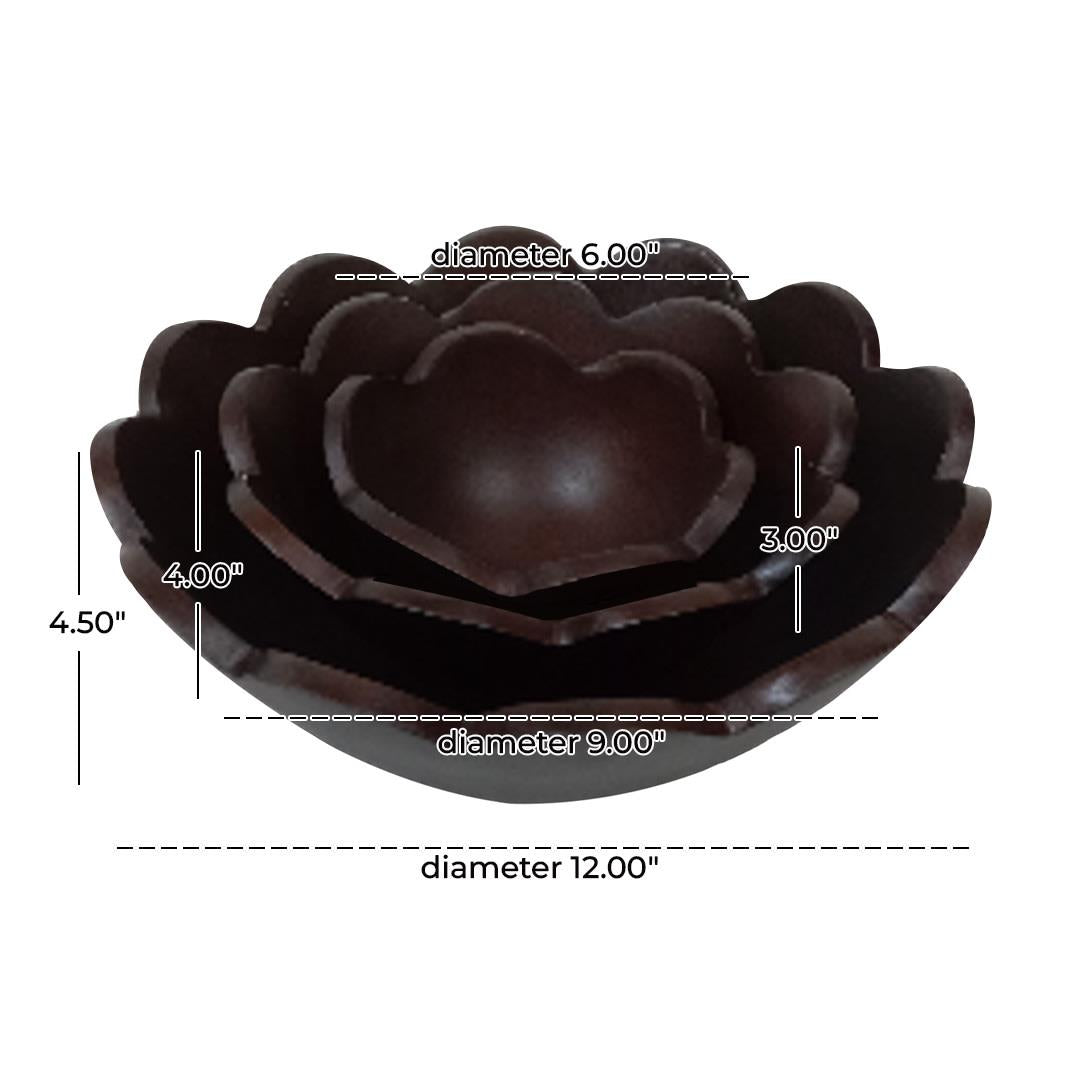 Decorative Wood Scalloped Bowl, Set of 3, 2 colors available