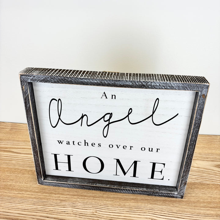"An Angel Watches Over Your Home" Wood Framed Sign