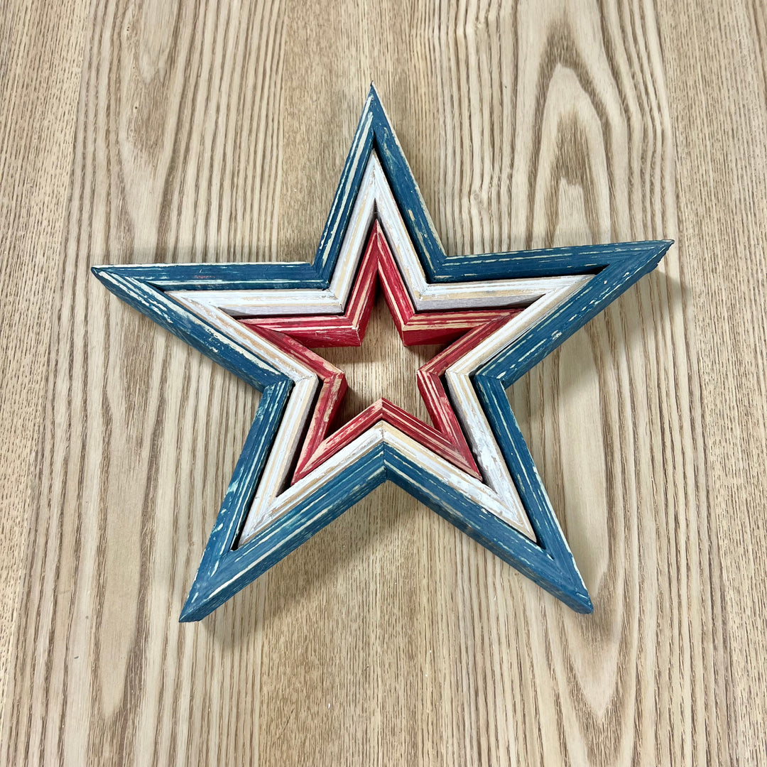 Patriotic Wooden Stars - Set of 3