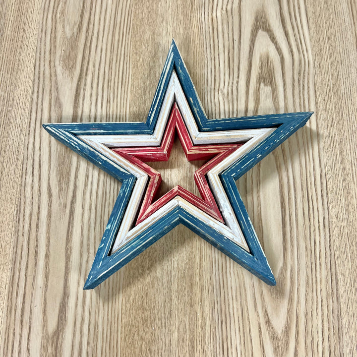 Patriotic Wooden Stars - Set of 3