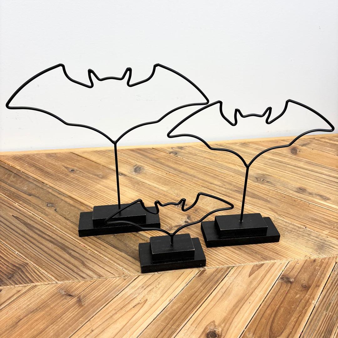 Metal Cut-Out Bats on Stand