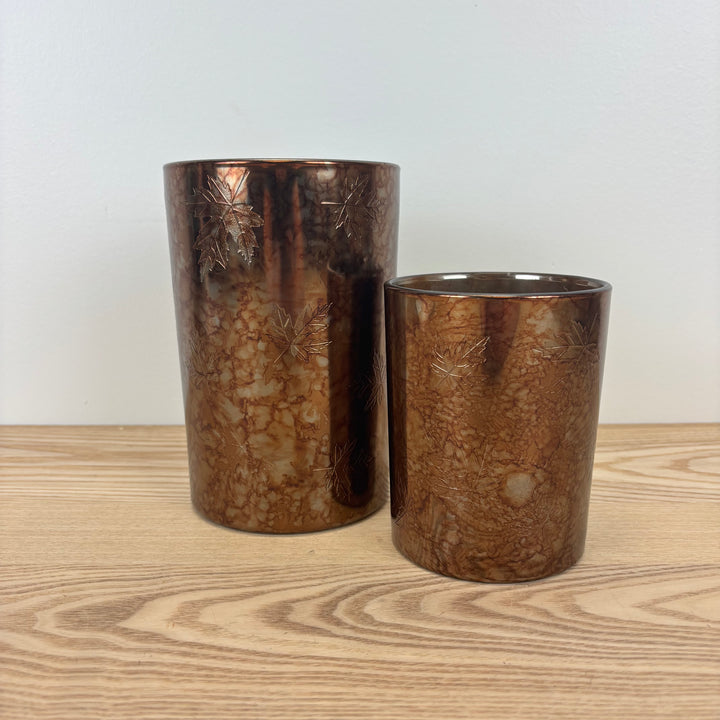 Fall Leaf Glass Candle Holder - 2 Sizes
