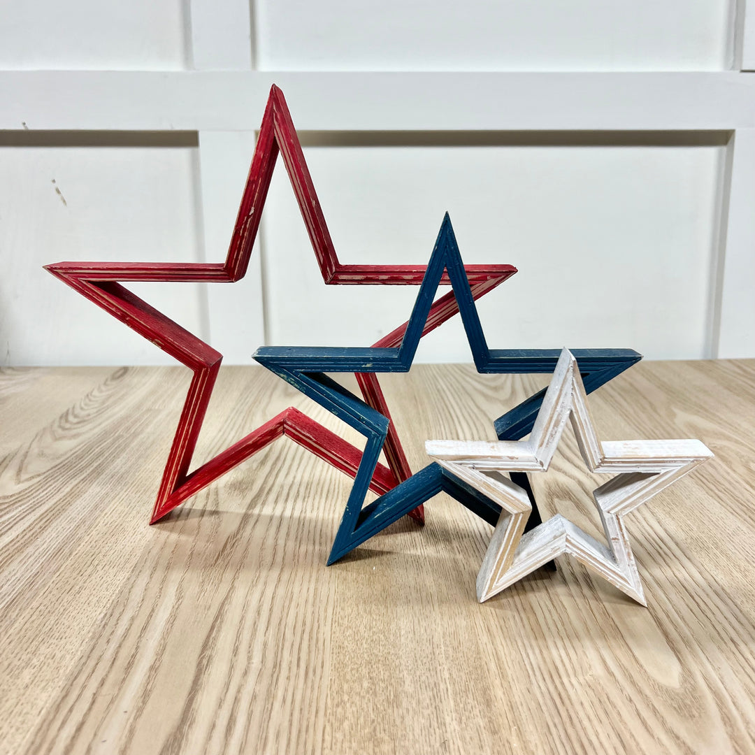 Patriotic Wooden Stars - Set of 3