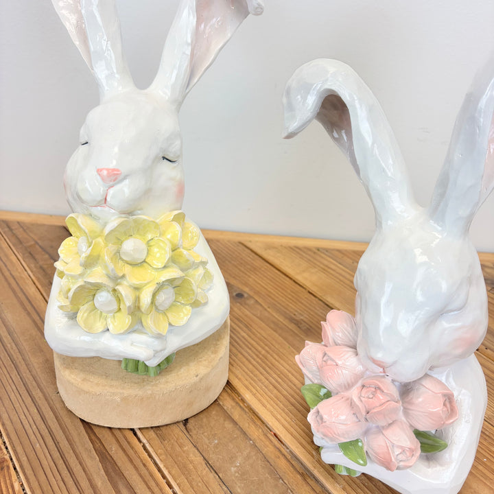 Thoughtful Bunny with Flowers - 2 Styles