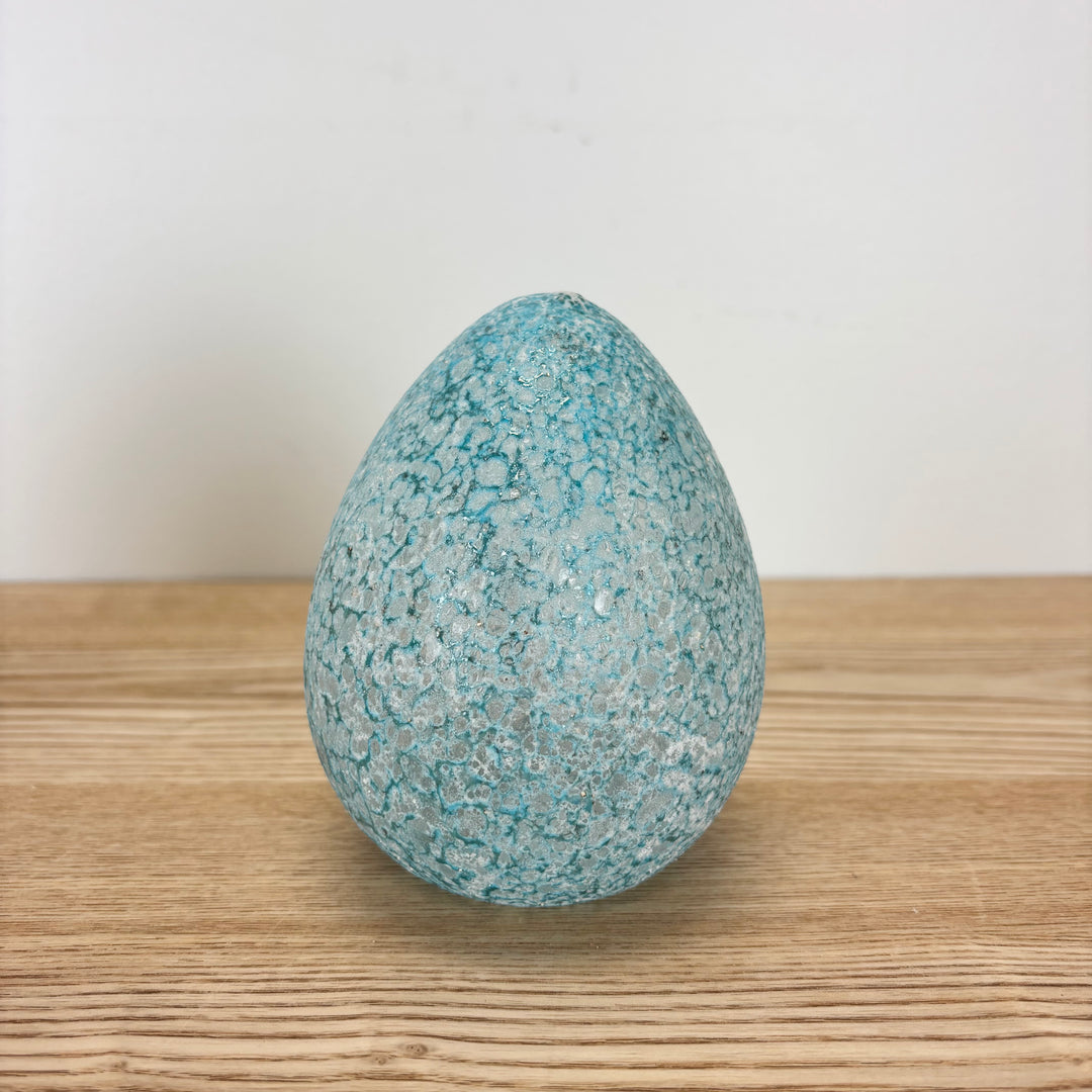 Speckled Blue Glass Egg - 2 Sizes
