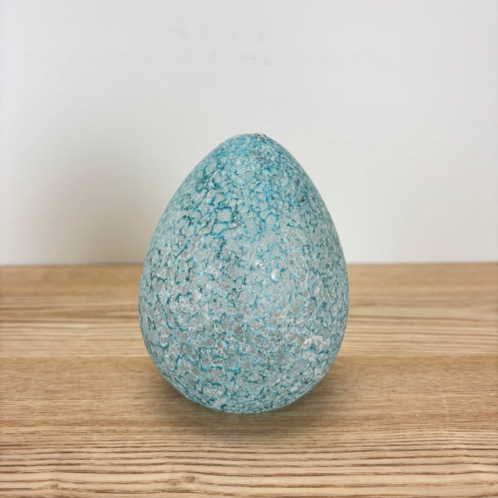 Speckled Blue Glass Egg - 2 Sizes