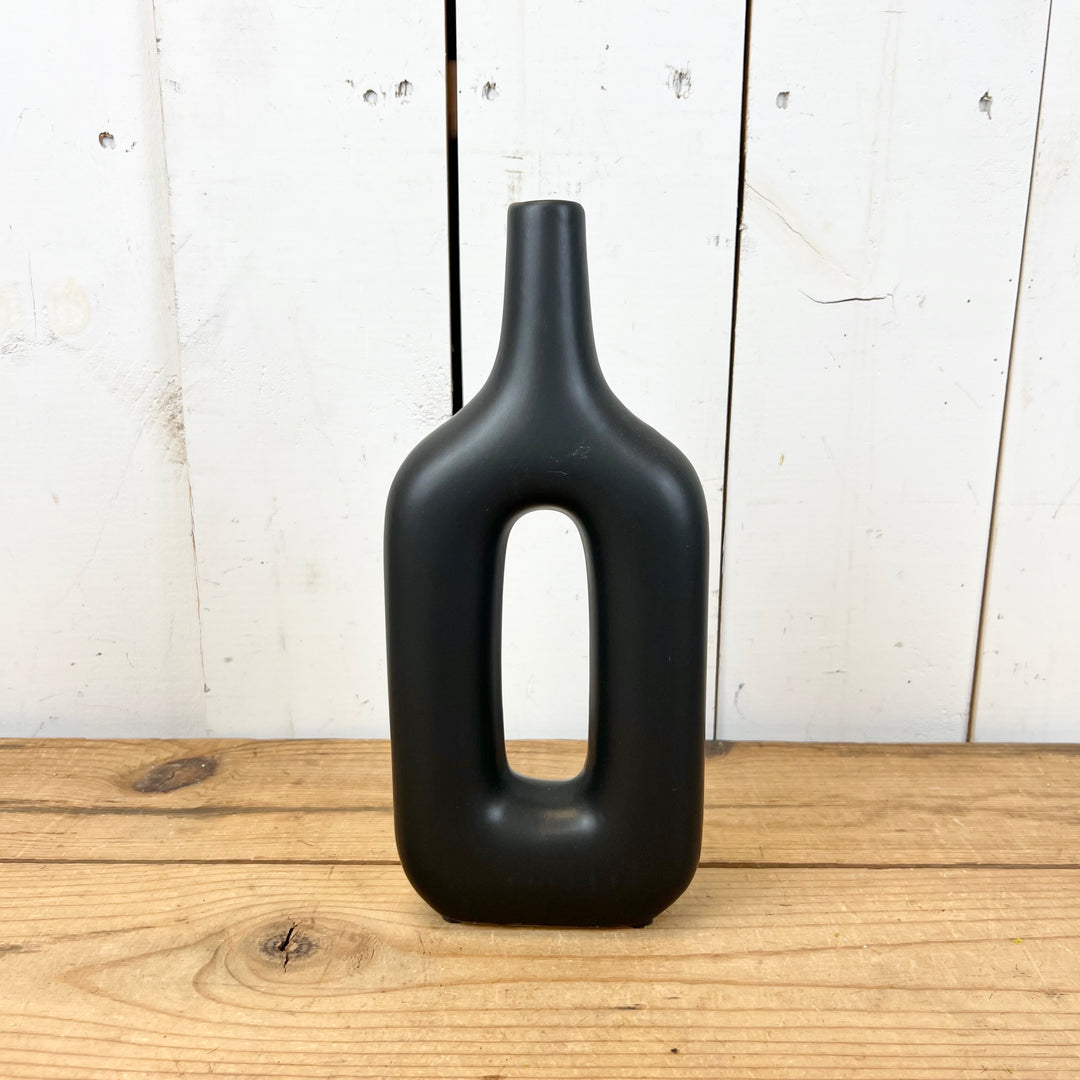 Matte Black Donut Vase