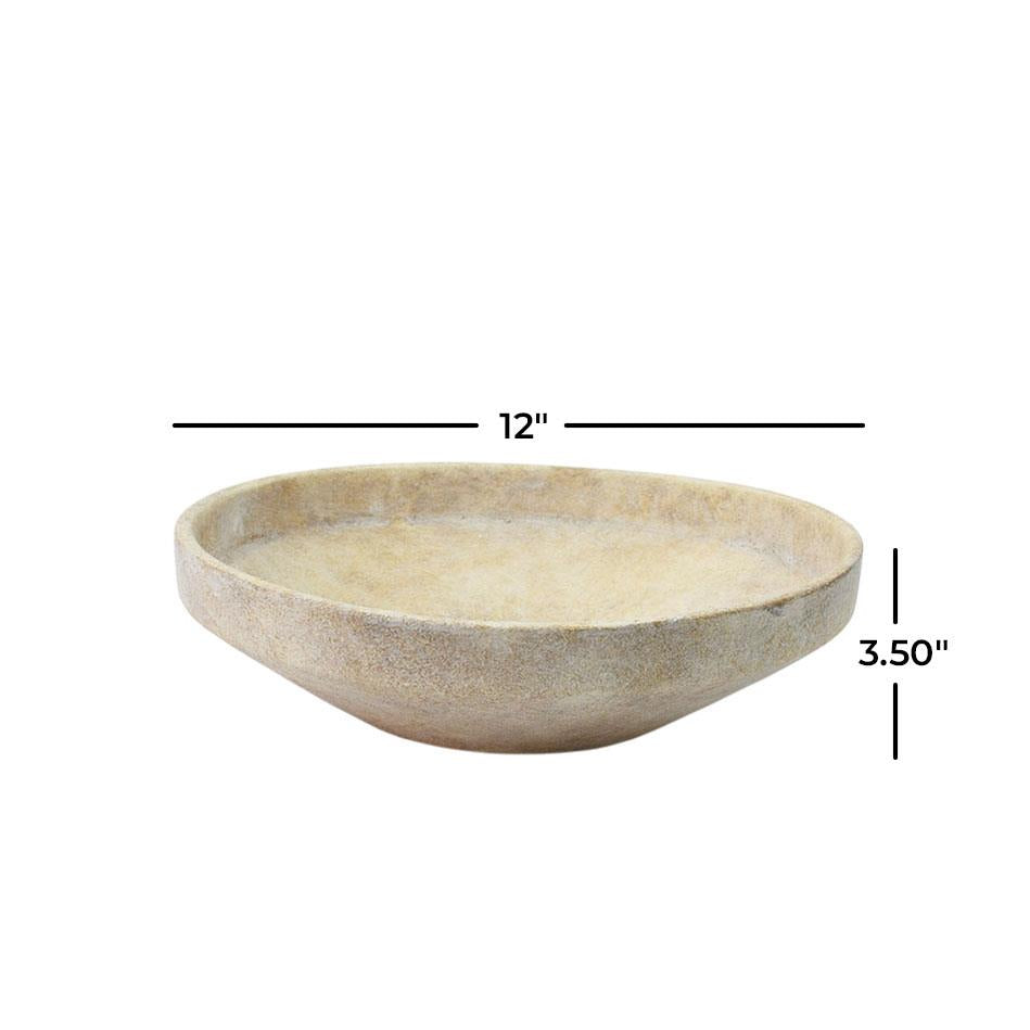 Cream Ceramic Washed Decorative Bowl