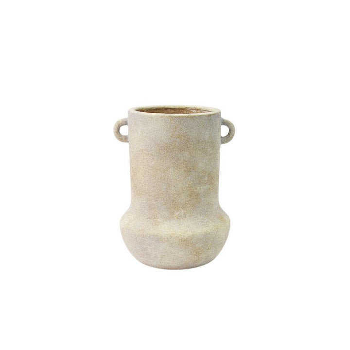 Cream Ceramic Antique Style Washed Vase with Handles, 2 styles