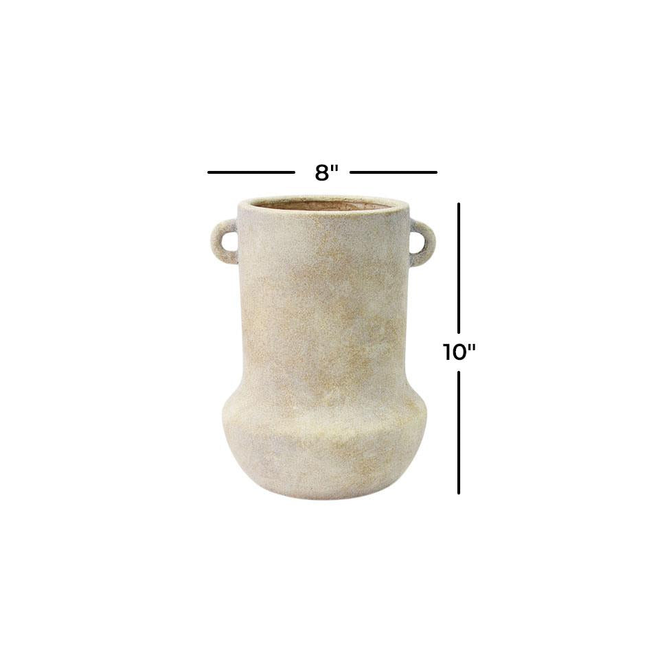 Cream Ceramic Antique Style Washed Vase with Handles, 2 styles