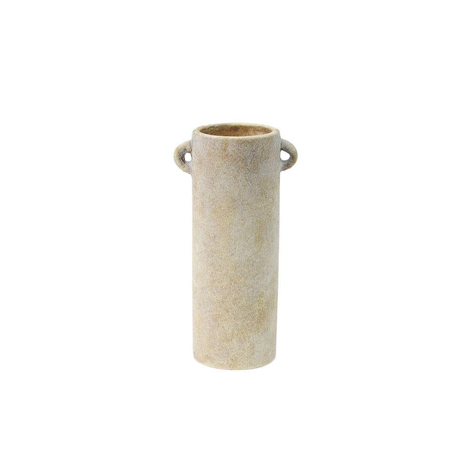 Cream Ceramic Antique Style Washed Vase with Handles, 2 styles