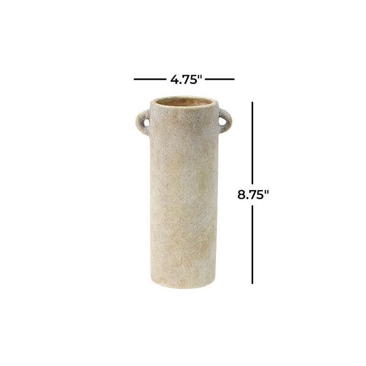 Cream Ceramic Antique Style Washed Vase with Handles, 2 styles