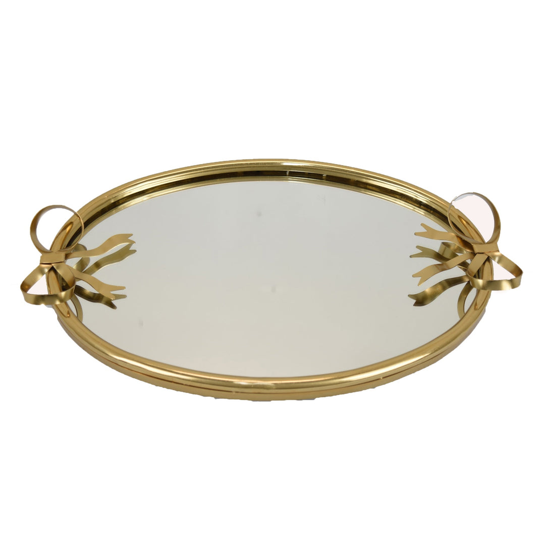 Metal Tray Oval with Bow Handles