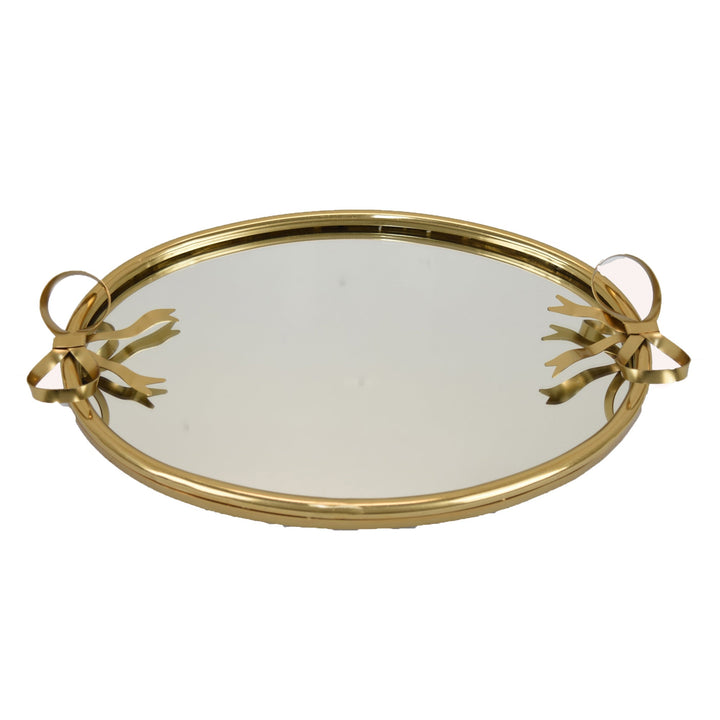Metal Tray Oval with Bow Handles