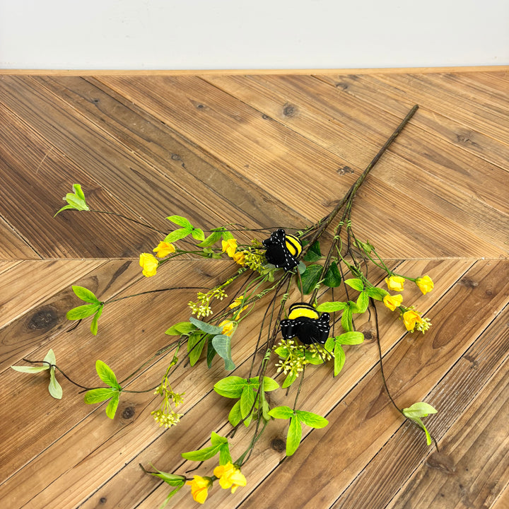 Spring Wildflower Spray with Ribbon Bees