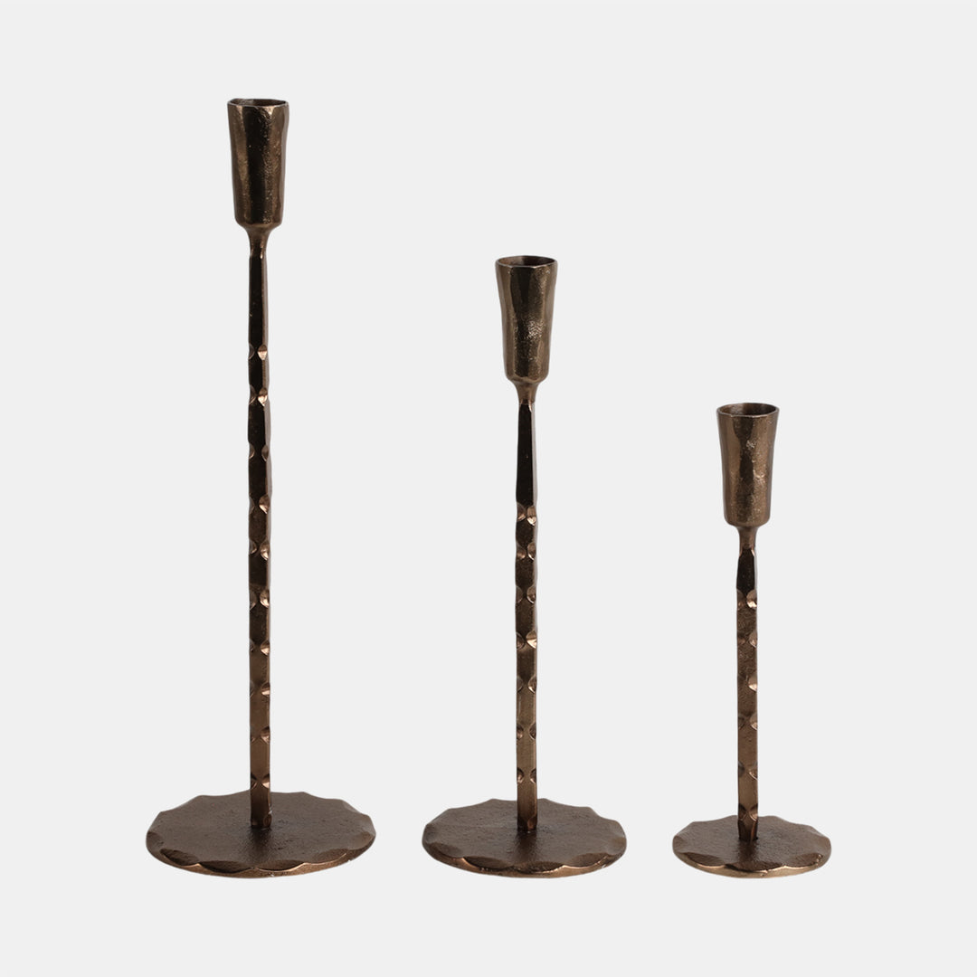 Forged Cast Iron Taper Holder, Matte Bronze, Set of 3