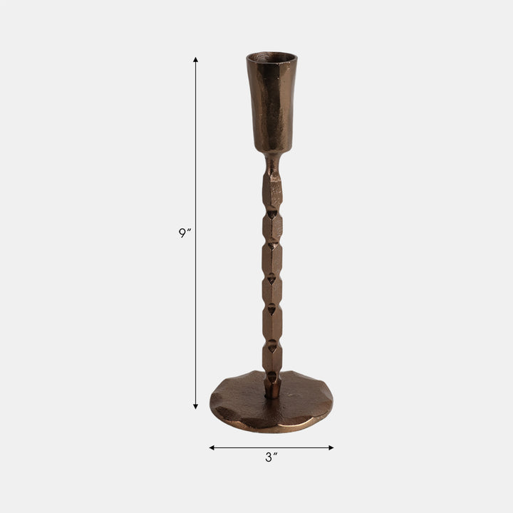 Forged Cast Iron Taper Holder, Matte Bronze, Set of 3