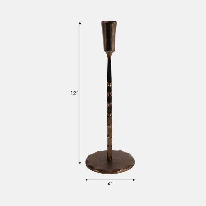 Forged Cast Iron Taper Holder, Matte Bronze, Set of 3