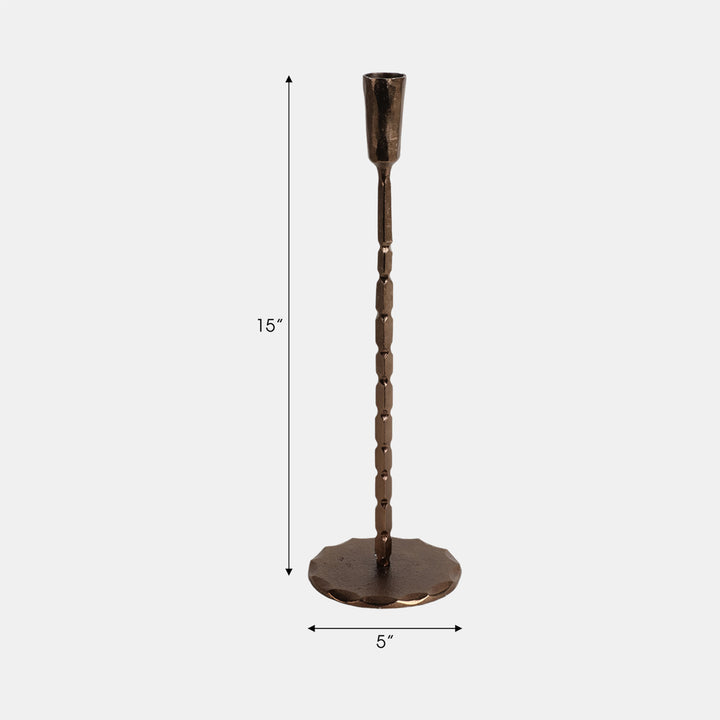 Forged Cast Iron Taper Holder, Matte Bronze, Set of 3