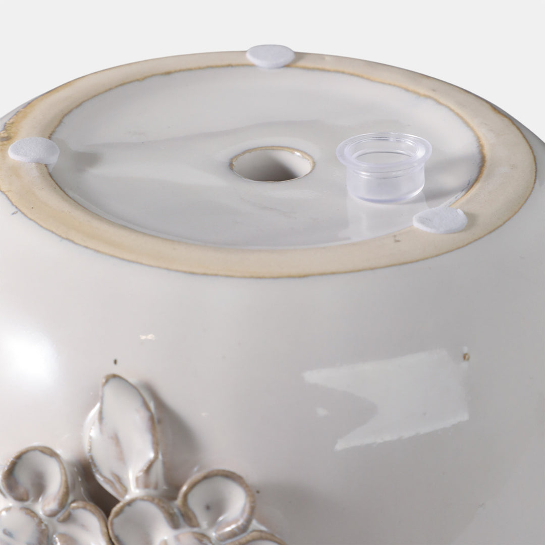 Flower Bunches Ceramic Planter, Ivory