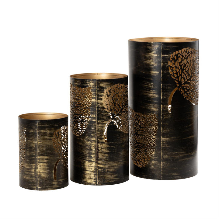 Copper Metal Leaf Decorative Candle Lantern, 3 sizes