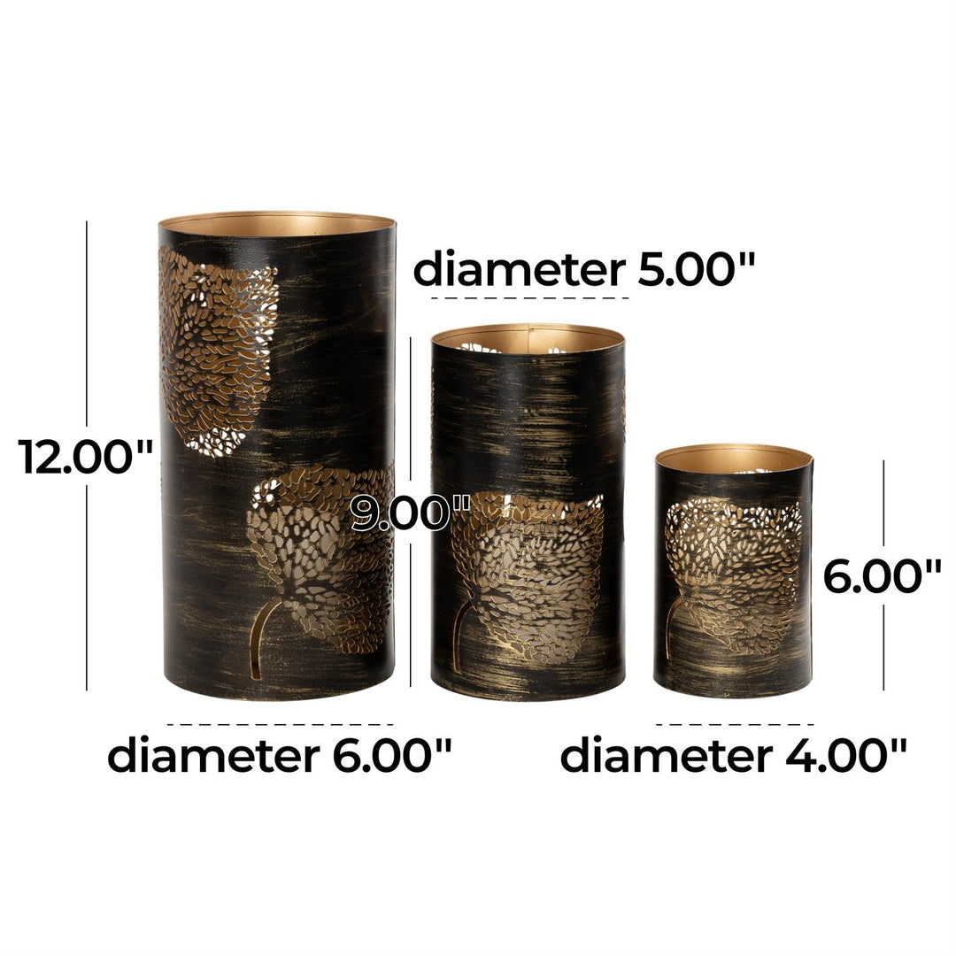 Copper Metal Leaf Decorative Candle Lantern, 3 sizes