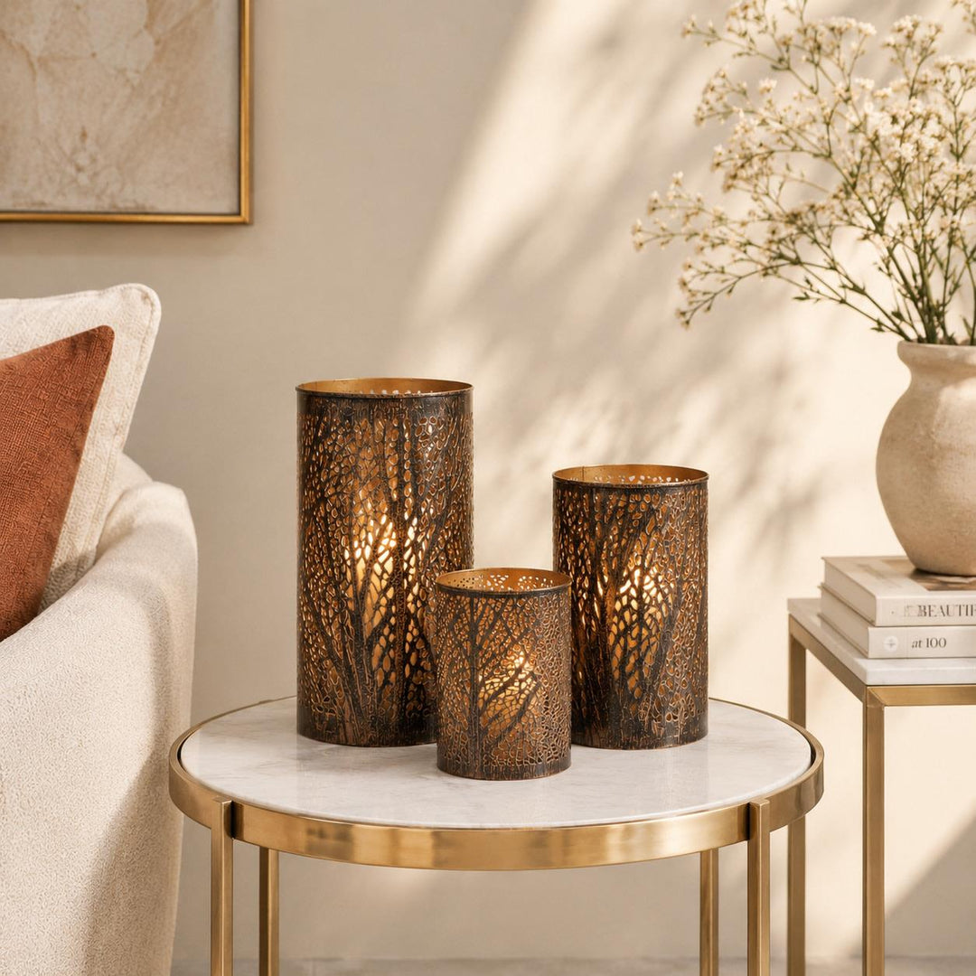 Bronze Metal Tree Branch Candle Lantern, 3 sizes
