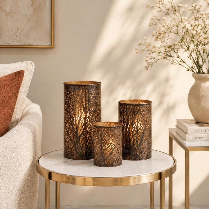 Bronze Metal Tree Branch Candle Lantern, 3 sizes