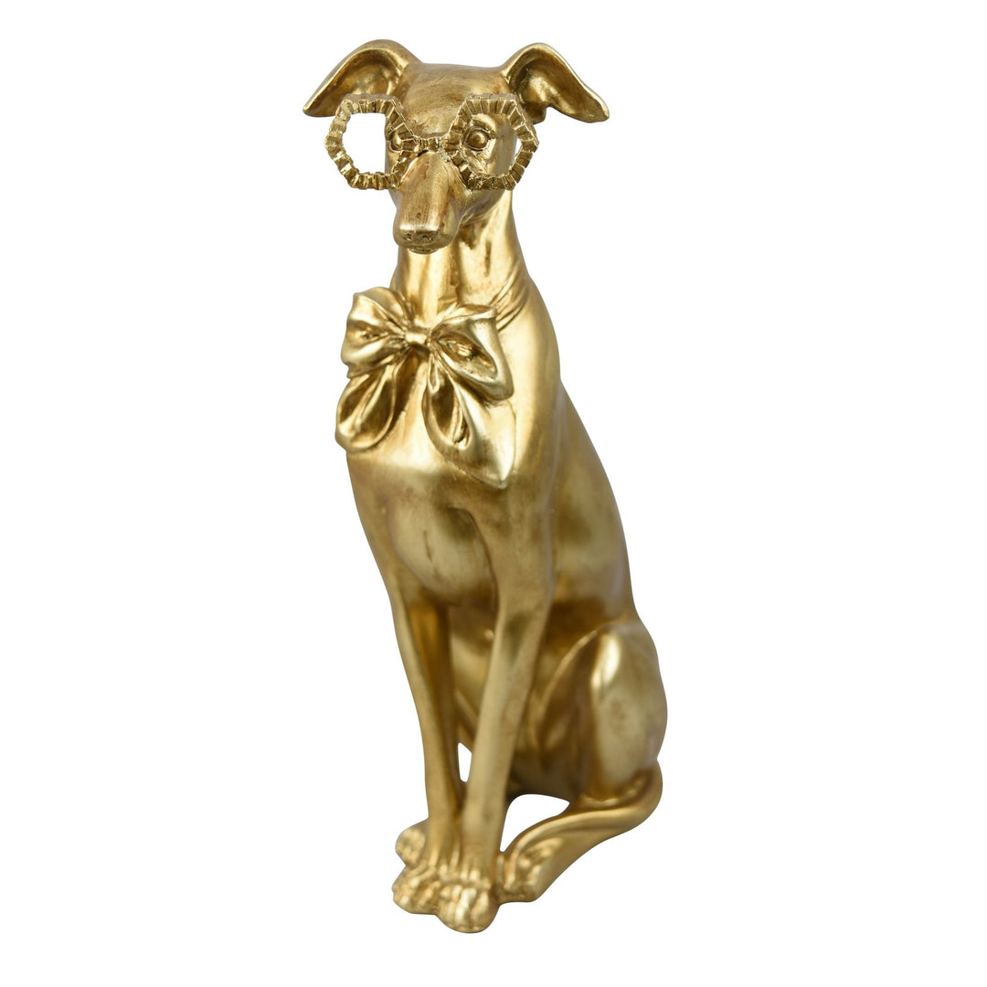 Gold Dog Decoration with Glasses