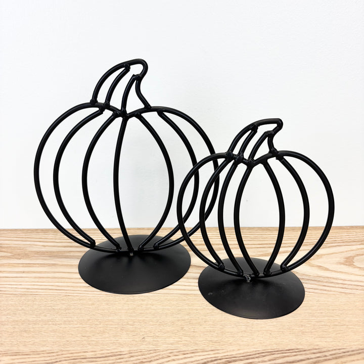 Black Metal Pumpkin on Stand