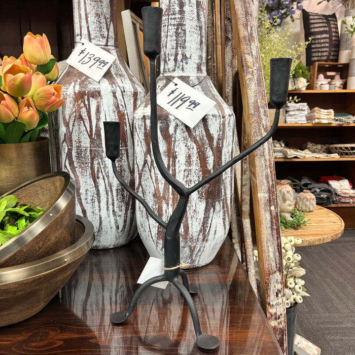 Hand-Forged Black Iron Tree Taper Holder