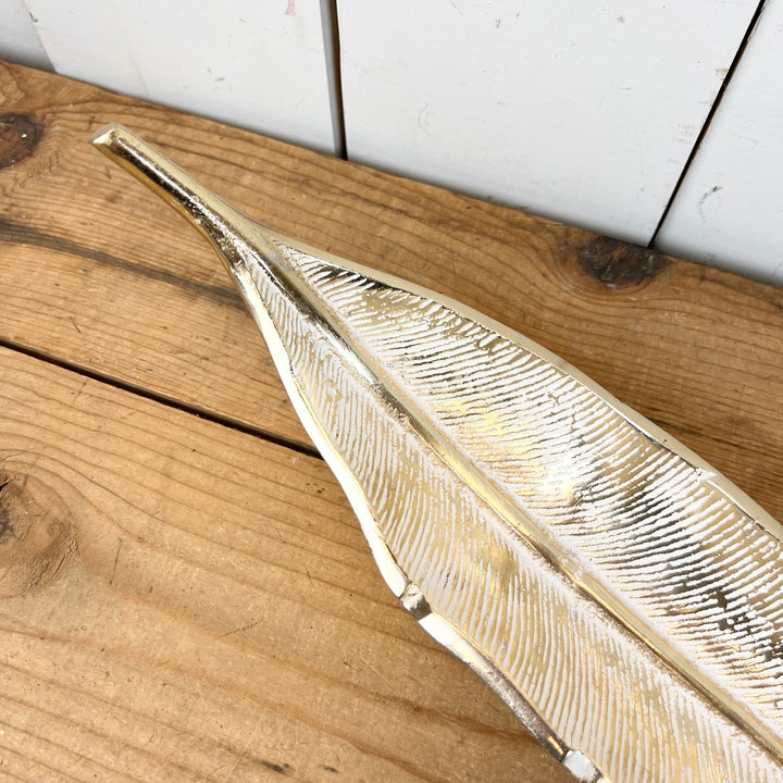 Gold and White Leaf Tray