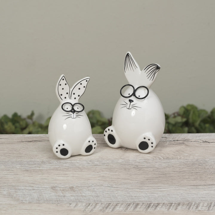 Ceramic Bunnies w/ Glasses, Two Styles
