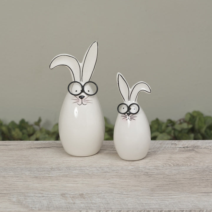 Ceramic Bunnies w/ Glasses, Two Sizes