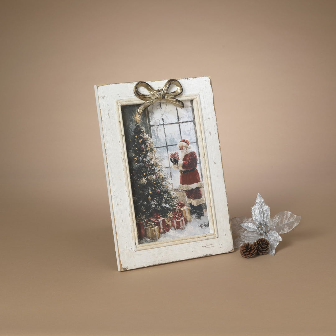 Wood & Resin Santa Plaque w/ Bow & Easel