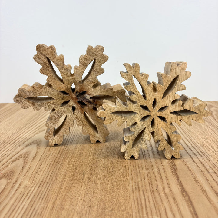 White Carved Wood Snowflake - 2 Sizes