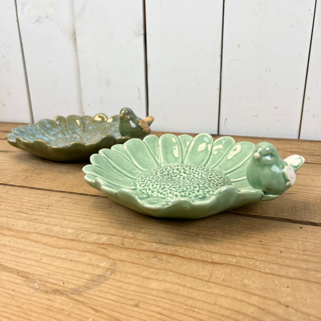 Floral Dishes with Birds