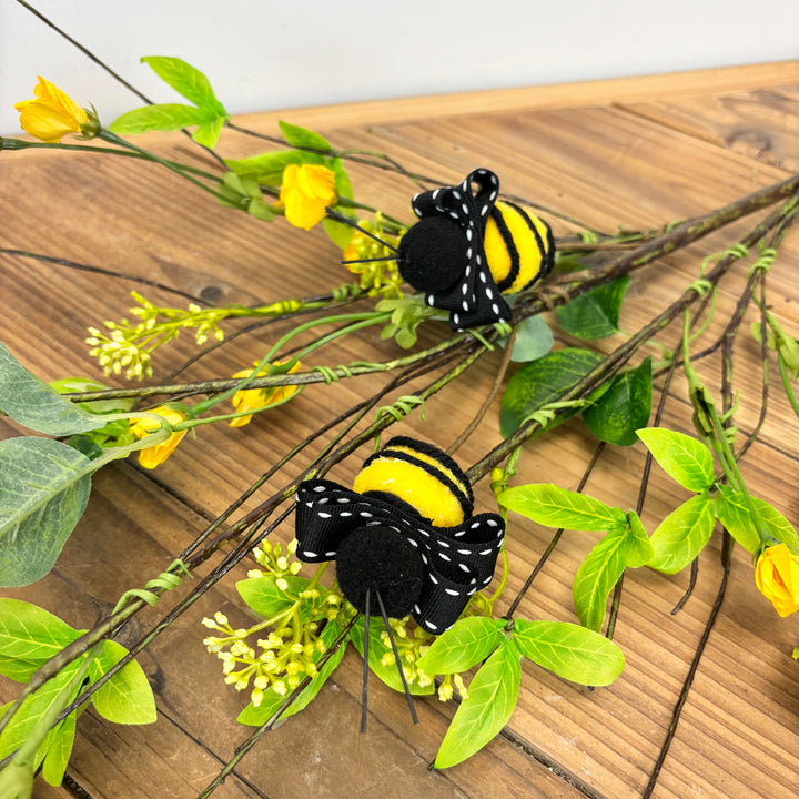 Spring Wildflower Spray with Ribbon Bees