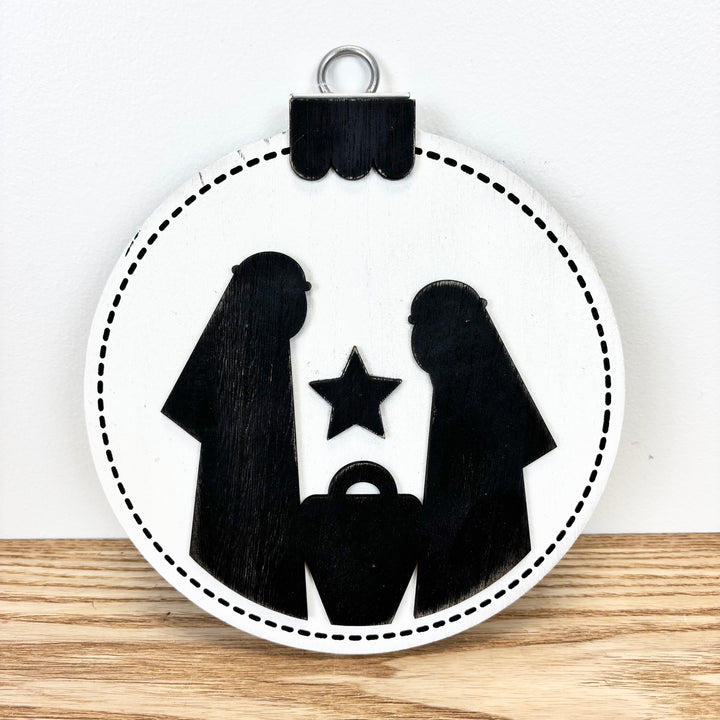 Reversible Nativity Wood Ornament