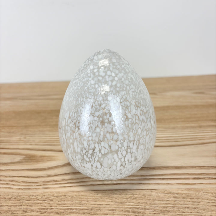 Speckled White Glass Egg - 2 Sizes