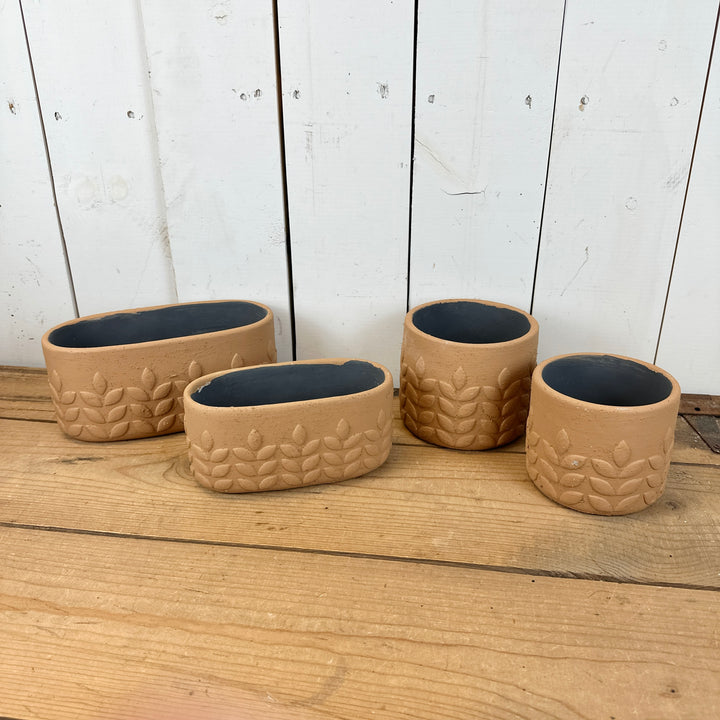 Textured Terracotta Leaf Pots