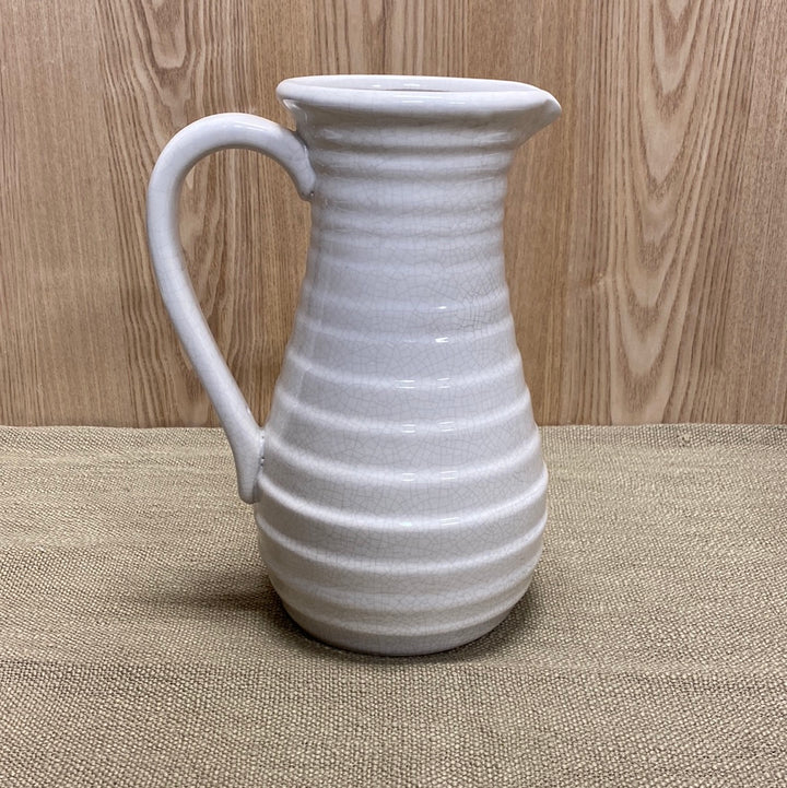 White Crazed Pottery Pitcher