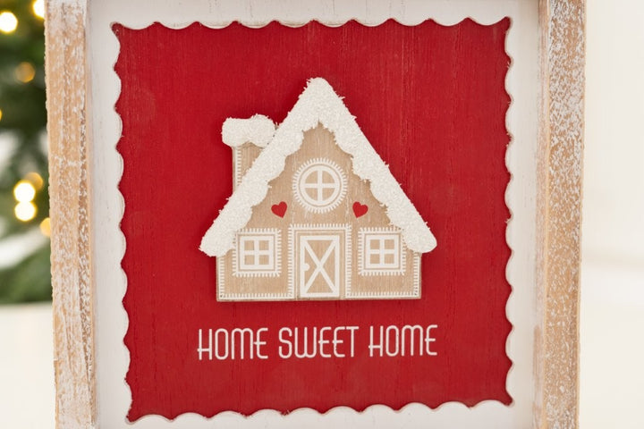 Candy Cane Home Christmas Reversible Wood Framed Art