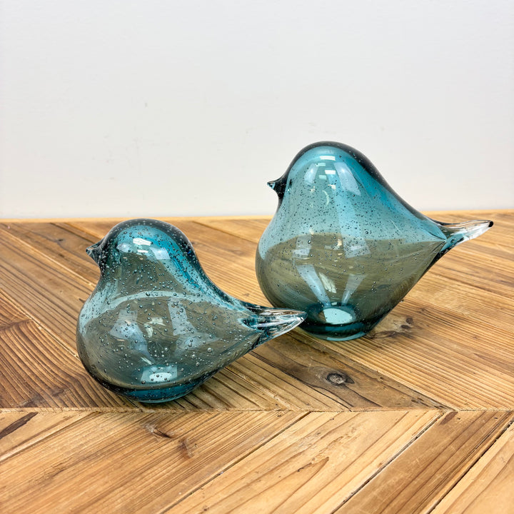 Blue Bubble Glass Bird Figurine - 2 Sizes