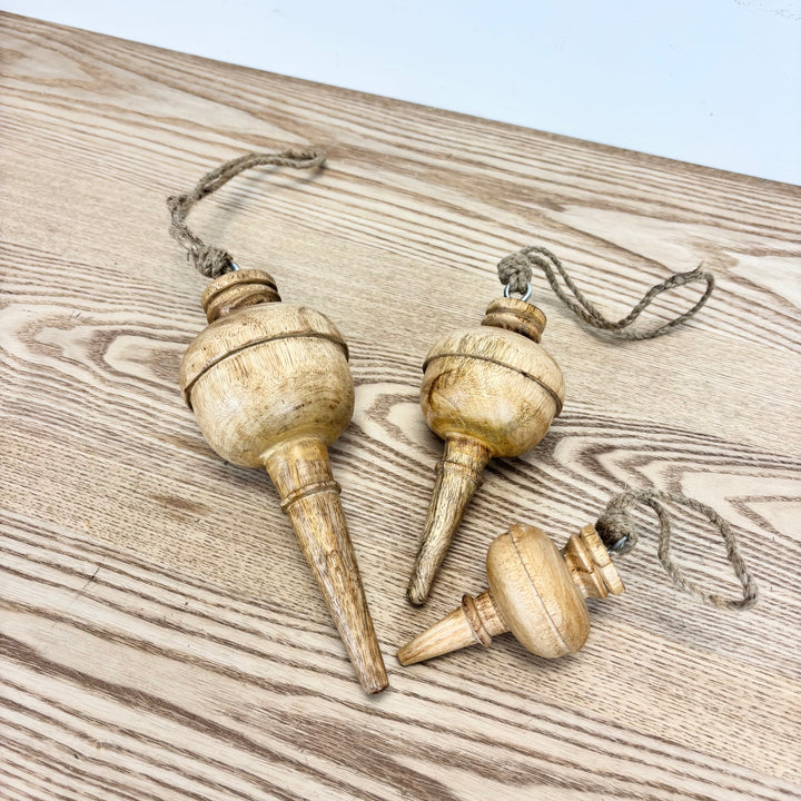 Wood Finial Ornament - Set of 3