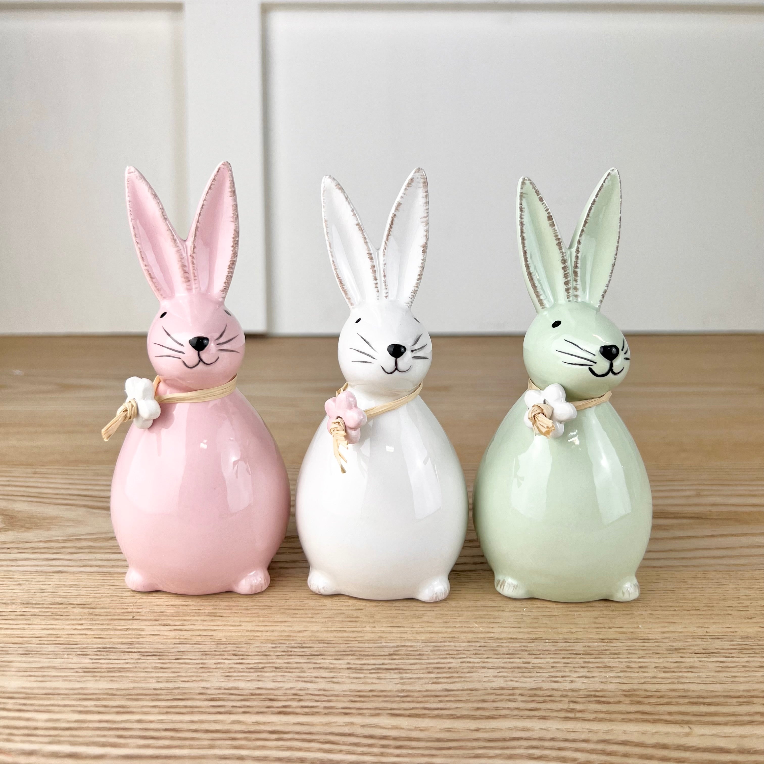Dolomite Bunny with Floral Necklace - Set of 3 – Prairie in Bloom