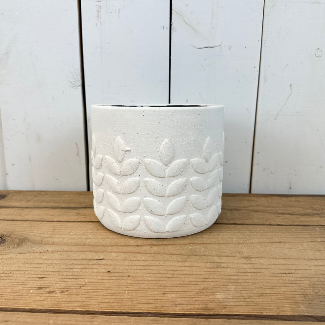 Textured White Leaf Pots