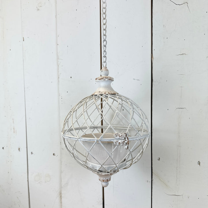 White Sphere Hanging Planters