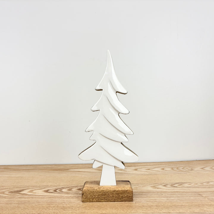 White Enamel Mango Wood Tree - 3 Sizes