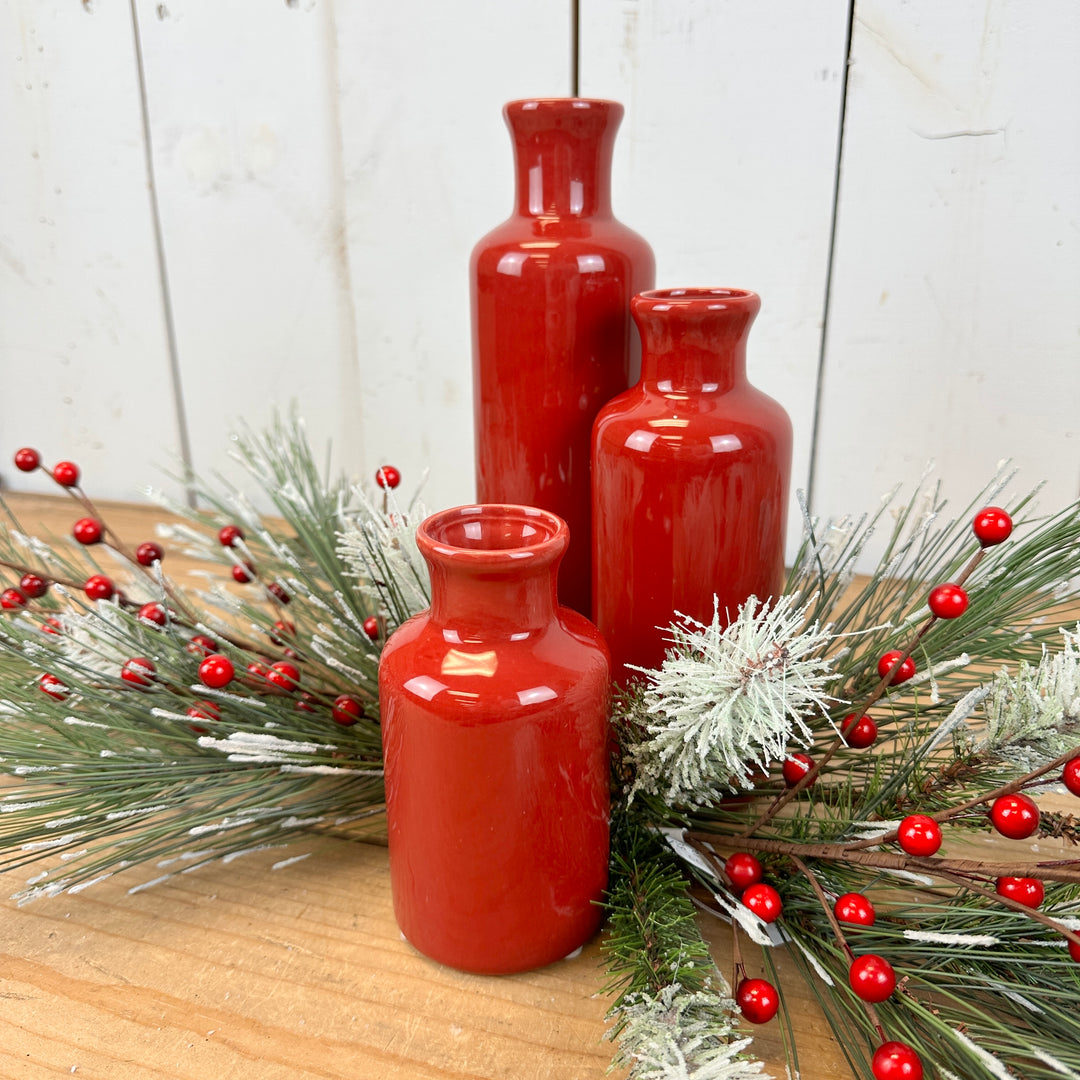 Red Bottle and Pine Table Design Kit